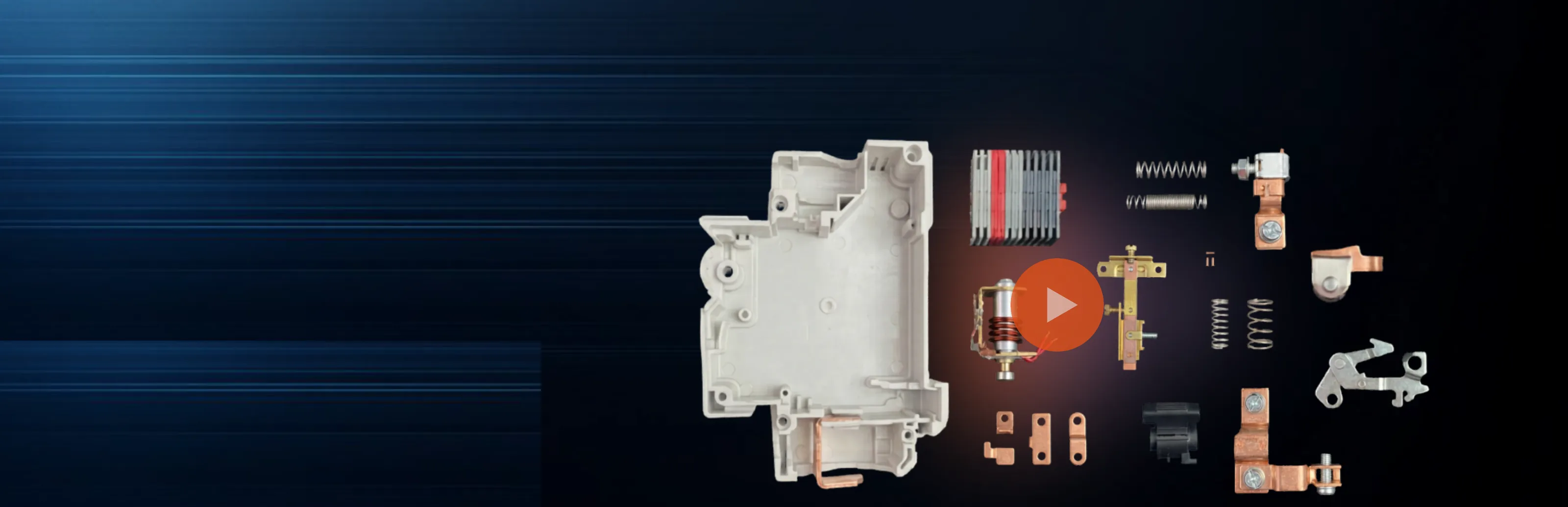 Axiom LV switchgear — exploded MCB assembly